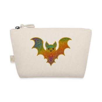 Regenbogenfledermaus mit Glitterrand - Bio-Täschchen - Natur - Vorne