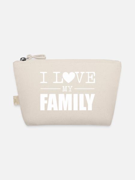 I Love My Family Herz Typo Design - Bio-Täschchen - Natur