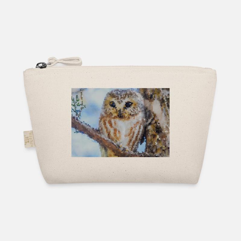 Wald Eulenporträt Aquarell Bio-Täschchen