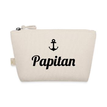 Papitän Lustiges Wortspiel Kapitän Papa Anker - Bio-Täschchen - Natur - Vorne
