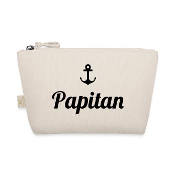 Papitän Lustiges Wortspiel Kapitän Papa Anker - Bio-Täschchen - Natur - Vorne