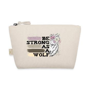 Wolf mit Vintage-Blumen inspirierendes Zitat - Bio-Täschchen - Natur - Vorne