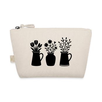 Three Vases with Flowers – Spring Motif - Organic Pouch - nature - Front