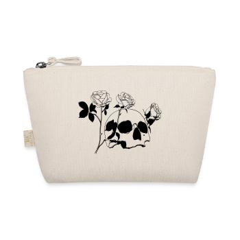 Totenkopf mit Rosen - Bio-Täschchen - Natur - Vorne