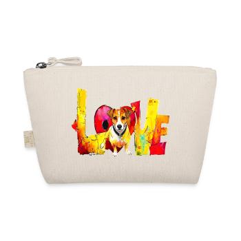Love Jack Russell Dog Motif Heart - Organic Pouch - nature - Front