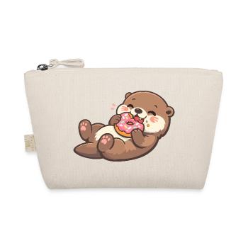 Cuddly bear with donut enjoyment - Organic Pouch - nature - Front