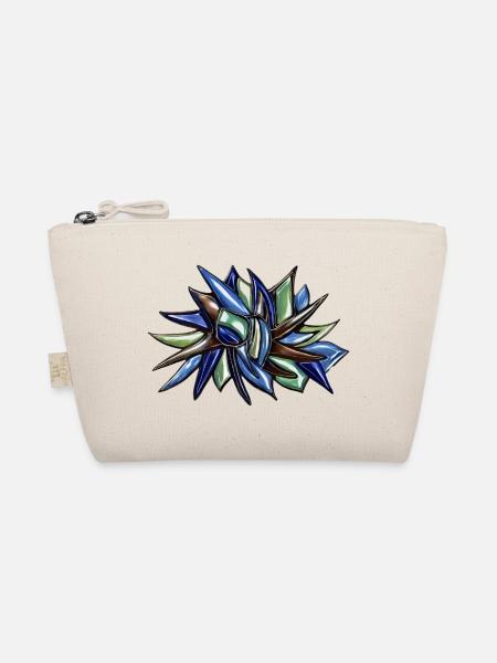 Blaugrüne Fragmentblume - Bio-Täschchen - Natur