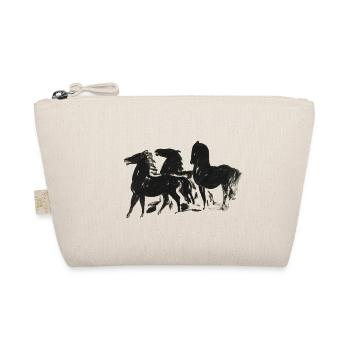 Wild_Black_Horses_Brush_Ink_Sketch - Bio-Täschchen - Natur - Vorne