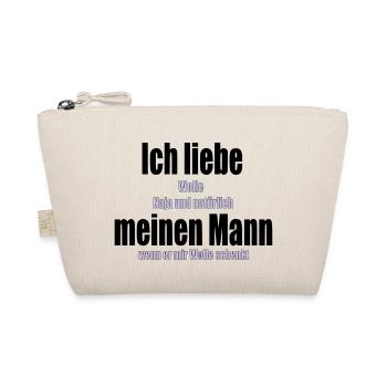 Ich liebe meinen Mann Wolle Stricken Häkeln Nähen - Bio-Täschchen - Natur - Vorne