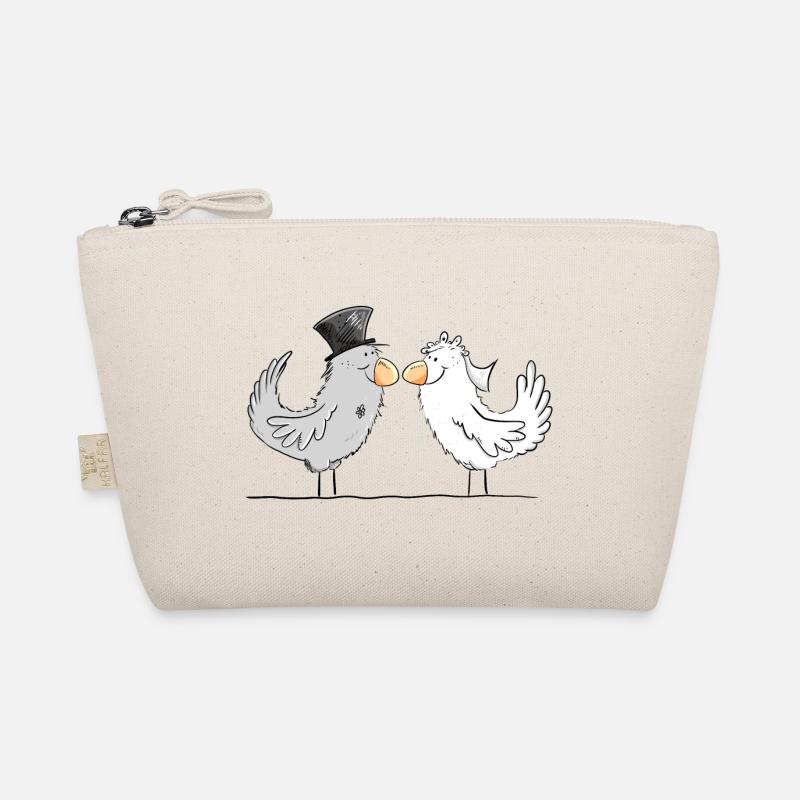 Happy Braut und Bräutigam Hochzeit Tauben - Bio-Täschchen - Natur