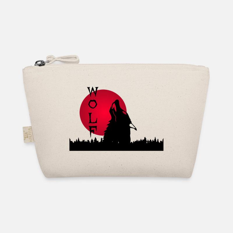 Schwarzer Wolf, Wald und Sonnenuntergang Bio-Täschchen