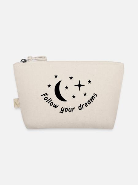 Follow your dreams (moon, stars) - Organic Pouch - nature - Front
