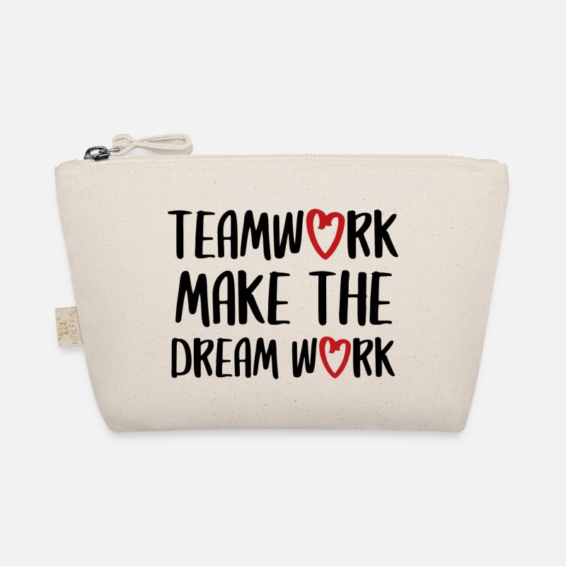 teamwork dream work Teamgeist Team Spruch - Bio-Täschchen - Natur