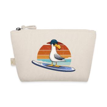 Retro Beach Surfer Bird Stand Up Paddle SUP Seagull - Organic Pouch - nature - Front