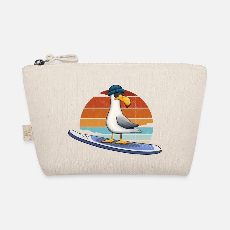 Rétro plage Surfeurs Oiseau Stand Up Paddle SUP Mouette Trousse biologique
