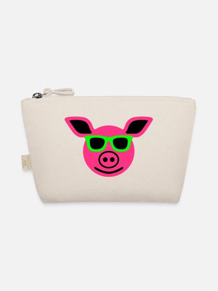Pig with sunglasses - Organic Pouch - nature - Front