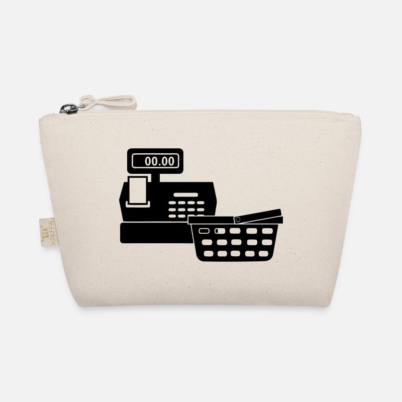Logo de caisse enregistreuse pour supermarché avec panier - Trousse biologique - nature