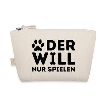 Der will nur spielen! Lustiges Hundedesign - Bio-Täschchen - Natur - Vorne