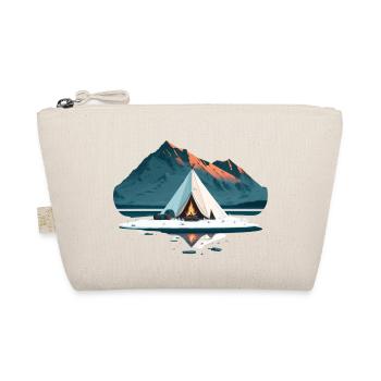 Tent around the campfire in the mountains with snow - Organic Pouch - nature - Front
