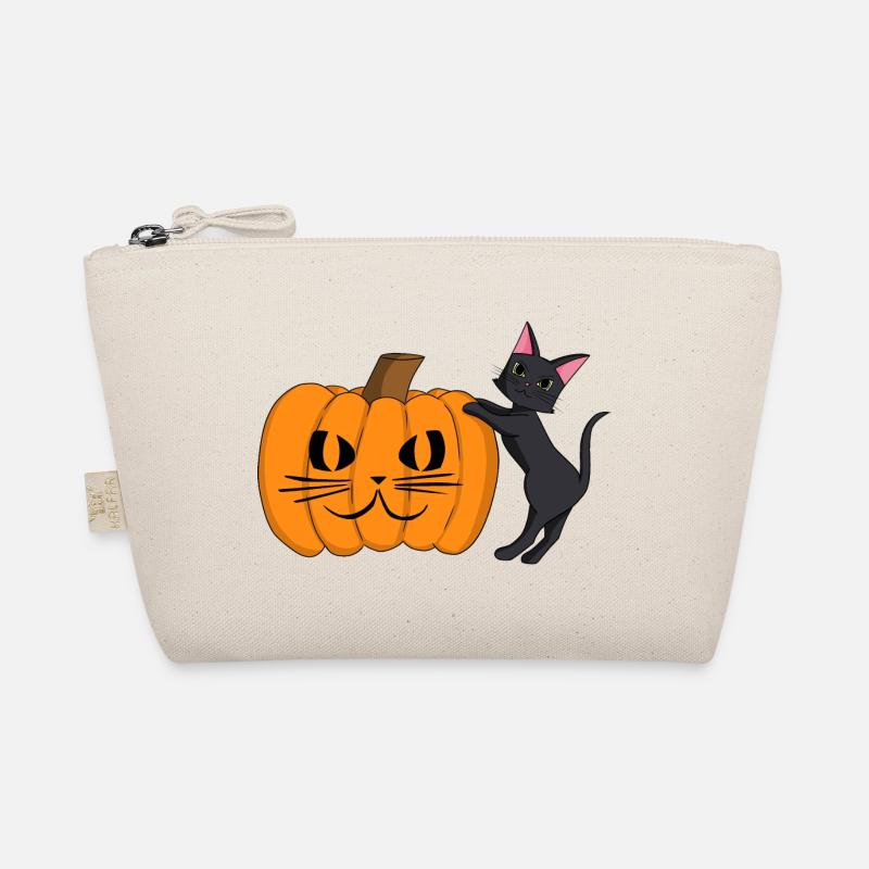 Chat noir avec grimace de citrouille Trousse biologique