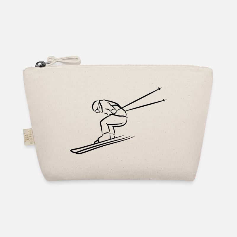 Funny Skier Drawing Organic Pouch