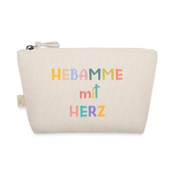 Hebamme mit Herz! Personalisierbares Design - Bio-Täschchen - Natur - Vorne