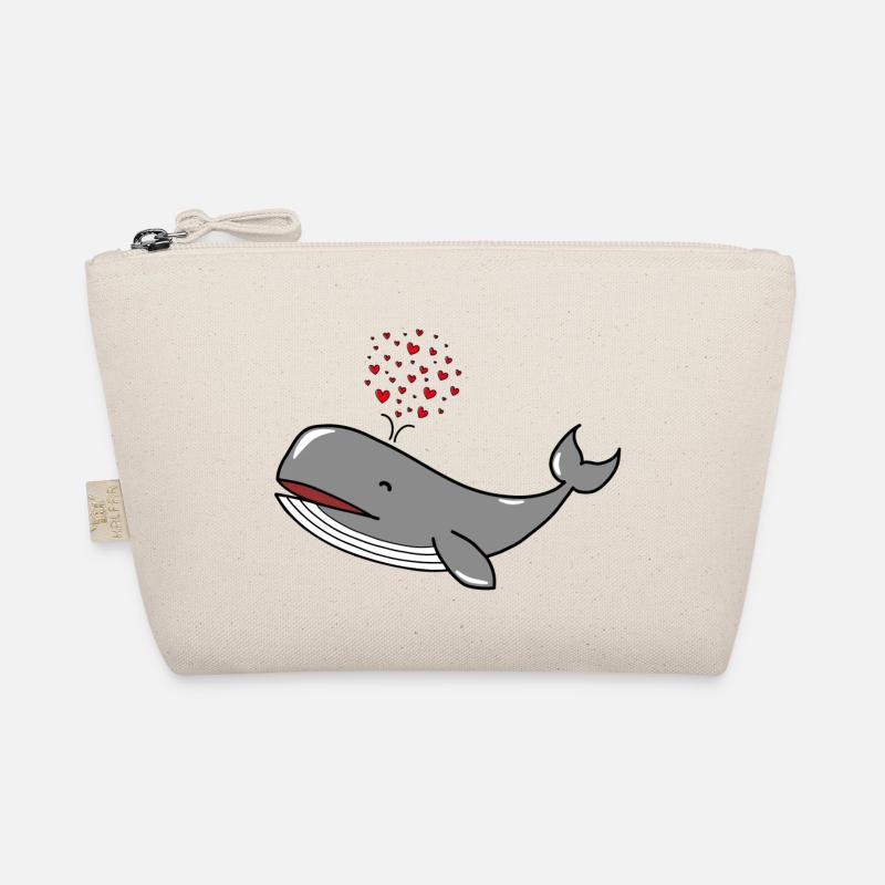 Blubberherzwal Happy Heart Whale - Bio-Täschchen - Natur