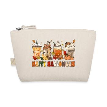 Happy Halloween Herbst Motiv Outfit Kürbis Kaffee - Bio-Täschchen - Natur - Vorne
