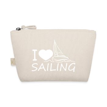 I Love Sailing Saying Waves Sailor Heart Love - Organic Pouch - nature - Front