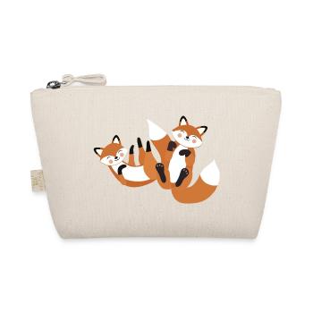 Happy Foxes – Minimalist Forest Animal Design - Organic Pouch - nature - Front
