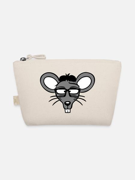 Maus Nerd Geek Hornbrille Schlau Intelligent Freak - Bio-Täschchen - Natur - Vorne