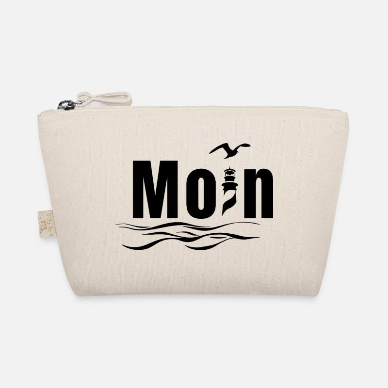 Moin Motiv mit Möwe - Maritimes Nordseedesign - Bio-Täschchen - Natur
