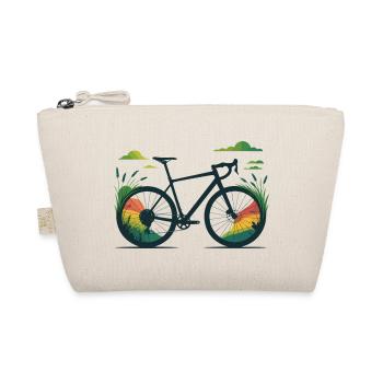Gravel Bike Line Art – Wild Nature Burst - Organic Pouch - nature - Front