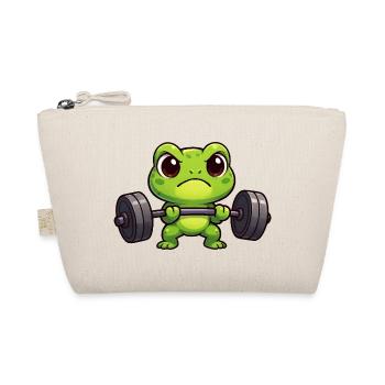 Cartoon frog with dumbbell weightlifting fitness - Organic Pouch - nature - Front