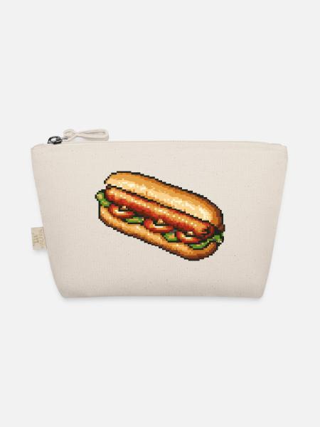 Retro Pixel Hotdog - Bio-Täschchen - Natur - Vorne