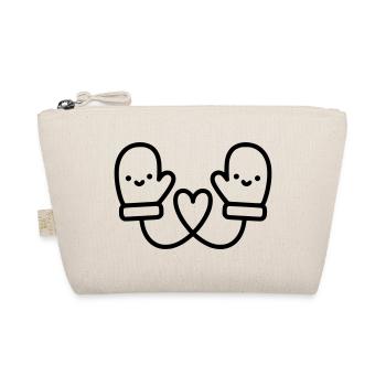 Süße Handschuhe mit Herz | Winter Liebe - Bio-Täschchen - Natur - Vorne
