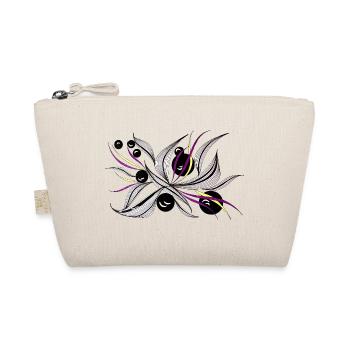 Black and White Flower Beam Pattern - Organic Pouch - nature - Front