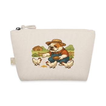 Fermier Bouledogue nourrissant des poules Scène mignonne de la ferme - Trousse biologique - nature - Devant