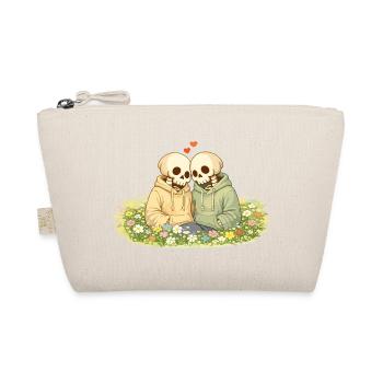 Cozy Skelett Paar auf Blumenwiese – Nähe - Bio-Täschchen - Natur - Vorne