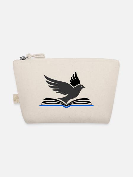 Vogel fliegt aus Buch - Bio-Täschchen - Natur - Vorne