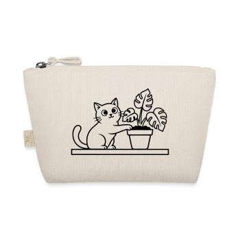 Katze Pflanze Monstera Outline - Bio-Täschchen - Natur - Vorne