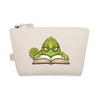 Chameleon Reader Glasses Book Mascot Cartoon - Organic Pouch - nature - Front