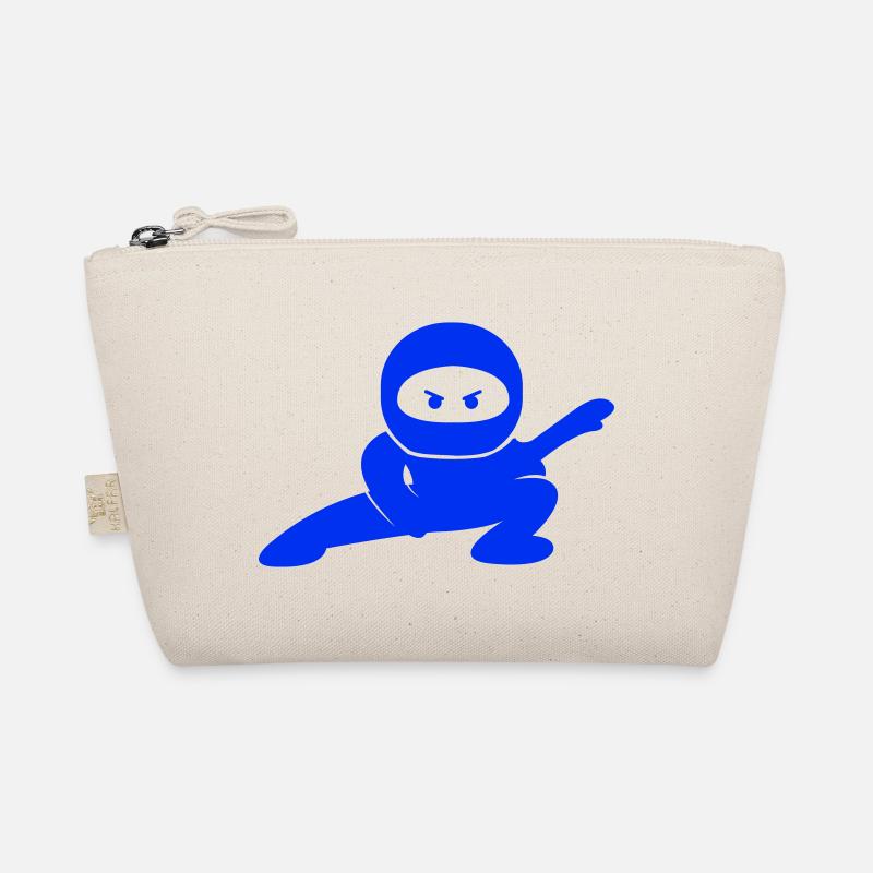 Blue ninja in action pose Organic Pouch