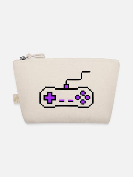 Retro Gamepad Controller Gamer - Organic Pouch - nature - Front