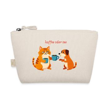 Kaffee oder Tee? Lustige Katze und Hund Bürohumor - Bio-Täschchen - Natur - Vorne