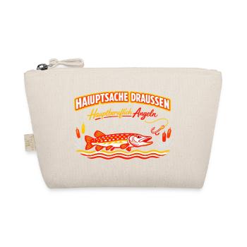 Hauptsache Draußen Angeln Fischdesign - Bio-Täschchen - Natur - Vorne
