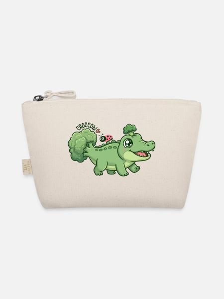 Niedliches Brokkoli-Krokodil Croccoli - Bio-Täschchen - Natur