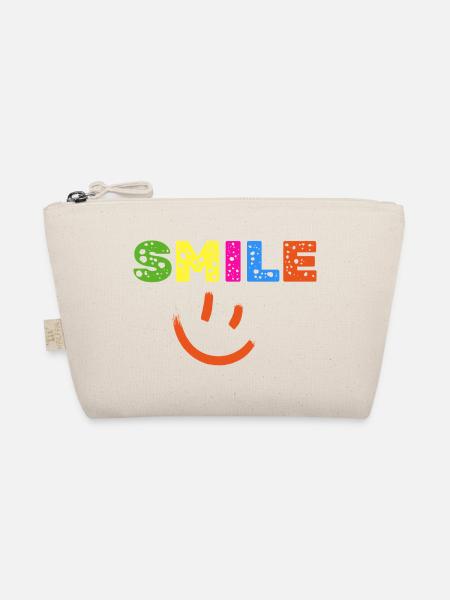 Smile Farbexplosion, Gute Laune Shirt, Statement - Bio-Täschchen - Natur