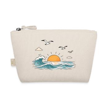 Meer Wellen Sonnenuntergang Retro - Bio-Täschchen - Natur - Vorne