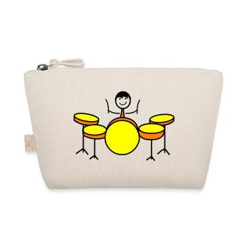 Trommel Drumset Drummer - Bio-Täschchen - Natur - Vorne